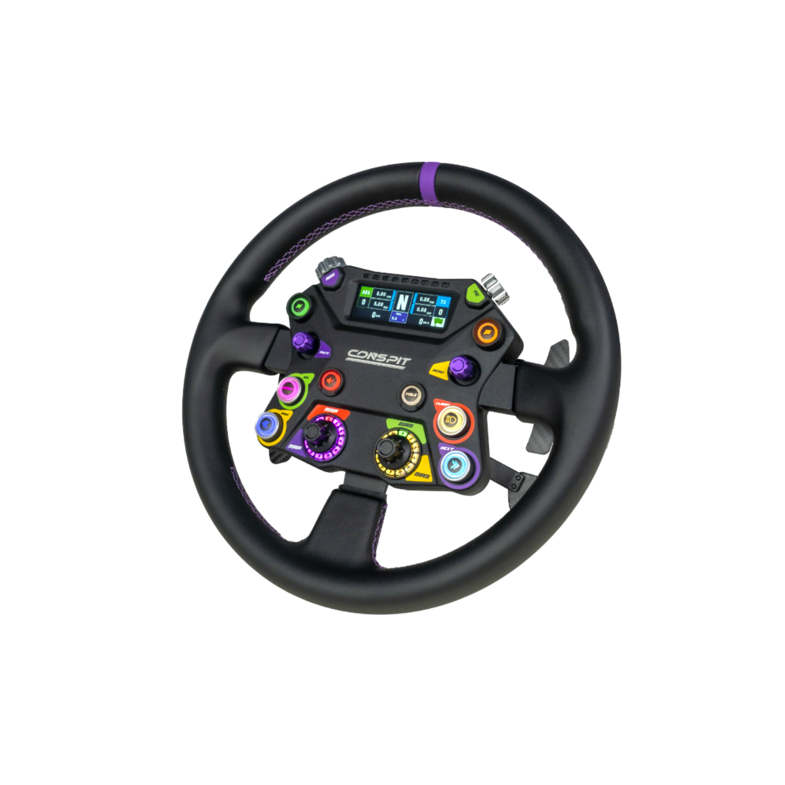 Conspit 310 APEX round sim racing steering wheel — 310mm suede grip premium build