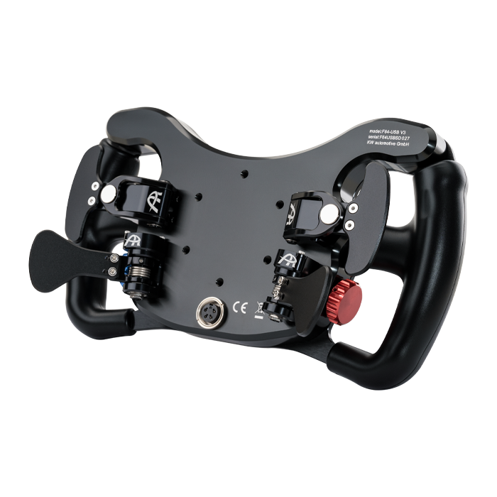 Ascher Racing F64-USB V3 sim racing steering wheel — USB-native 64-input formula wheel