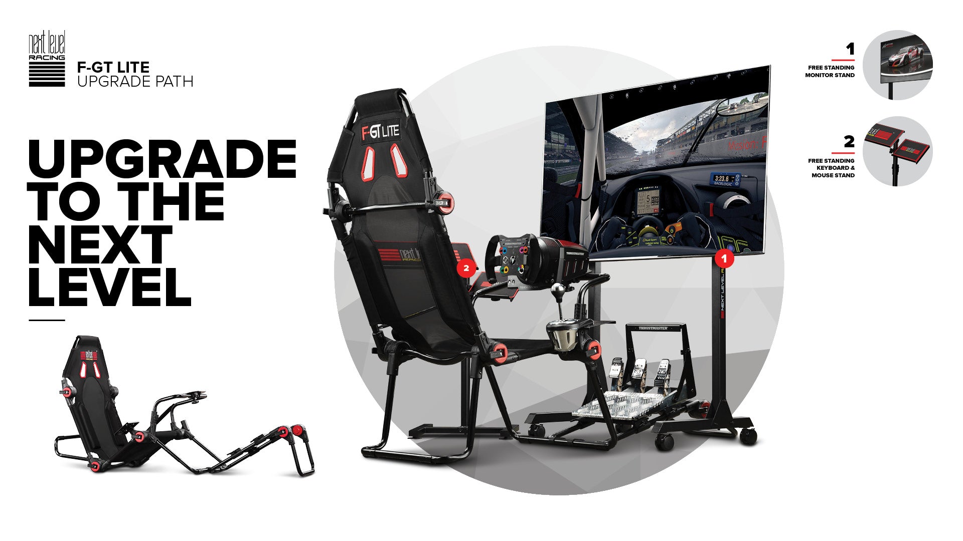 Next Level Racing F-GT Lite formula and GT foldable simulator cockpit
