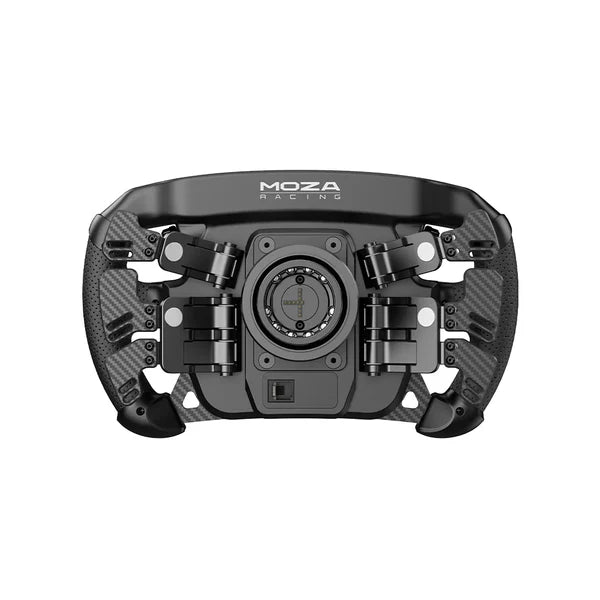 MOZA FSR2 formula sim racing steering wheel — open-face F1 style with OLED display