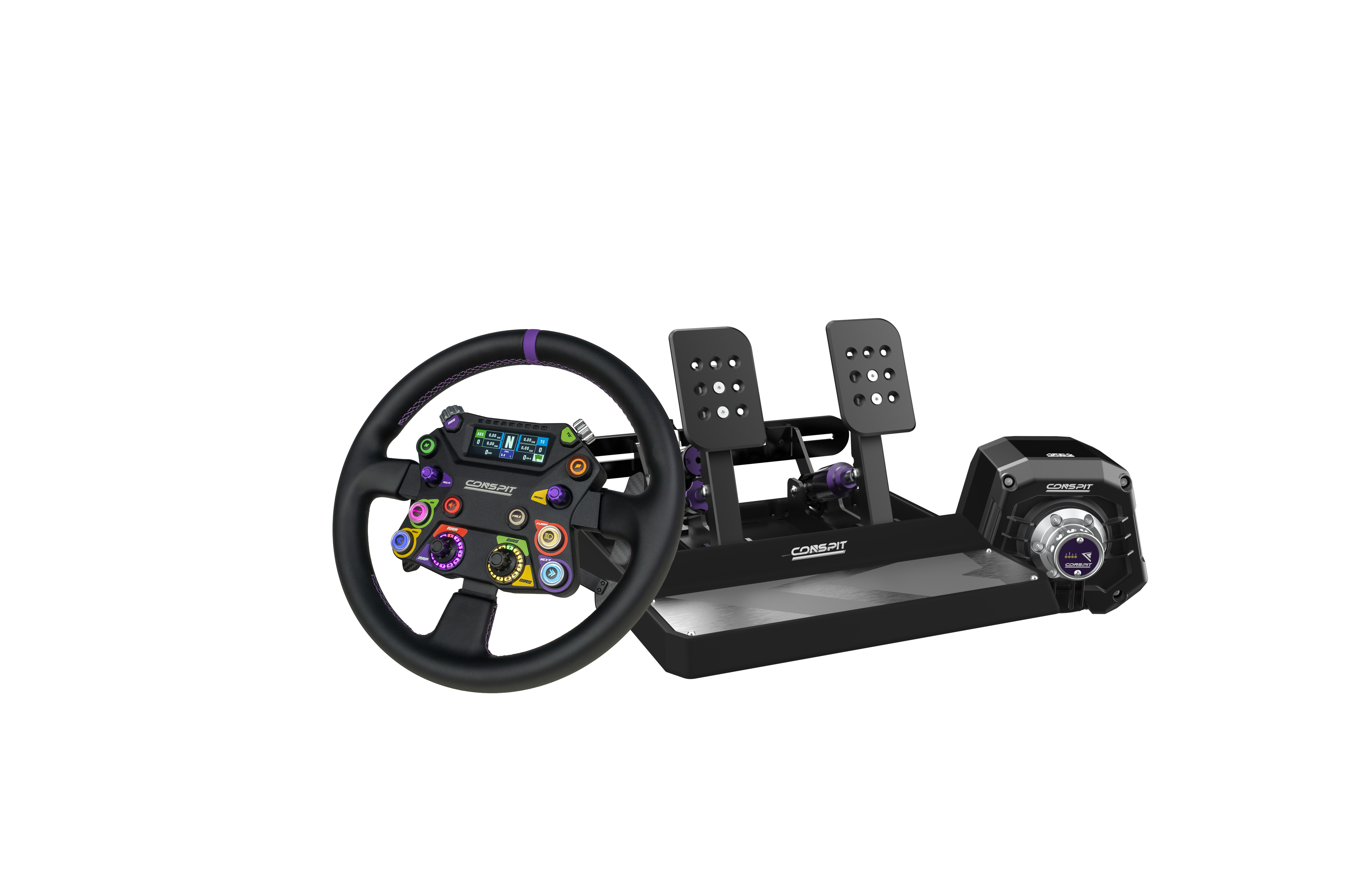 Conspit APEX direct-drive sim racing starter bundle — wheelbase, wheel and accessories