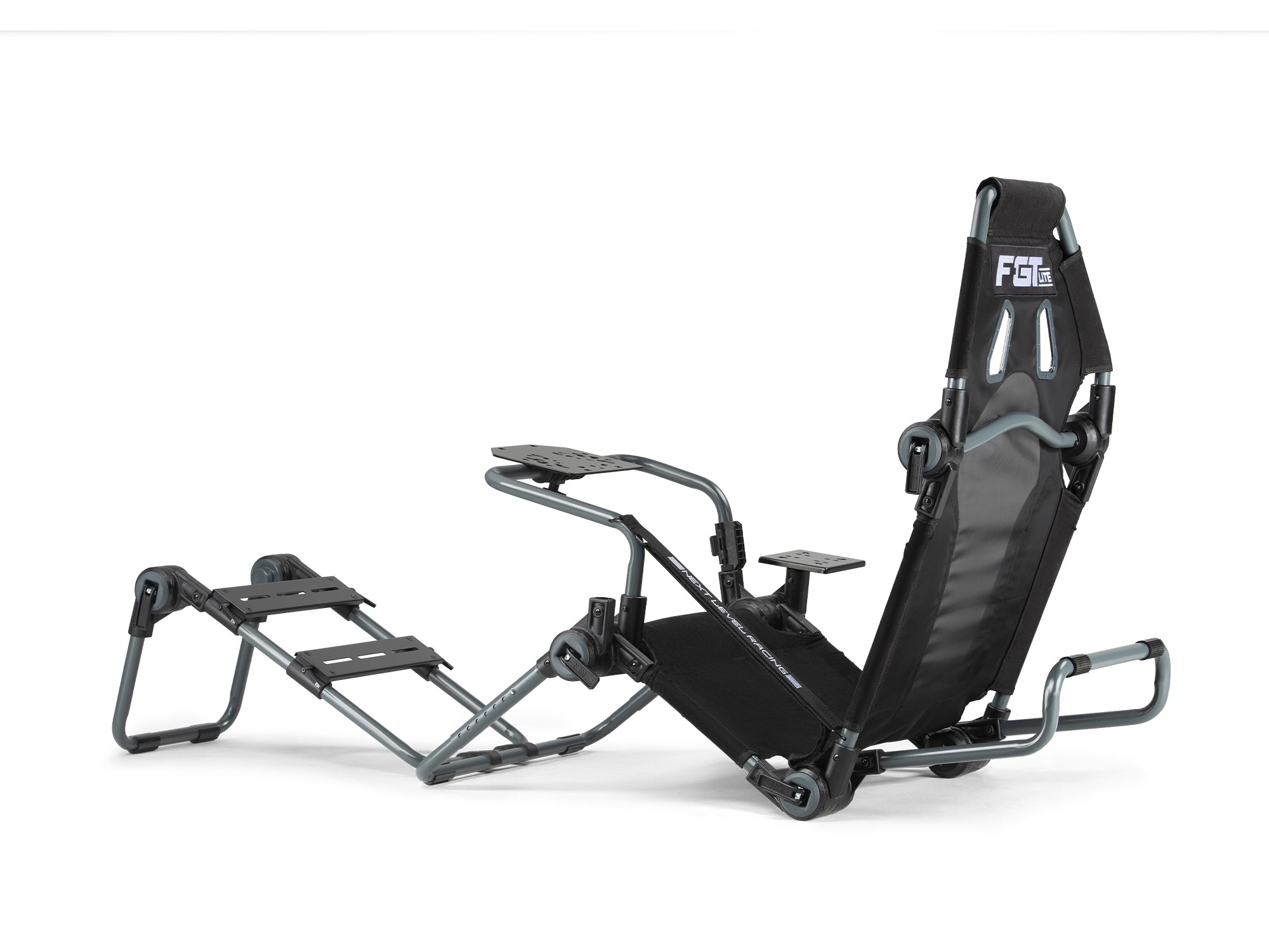 Next Level Racing F-GT Lite formula and GT foldable sim racing cockpit — carbon grey