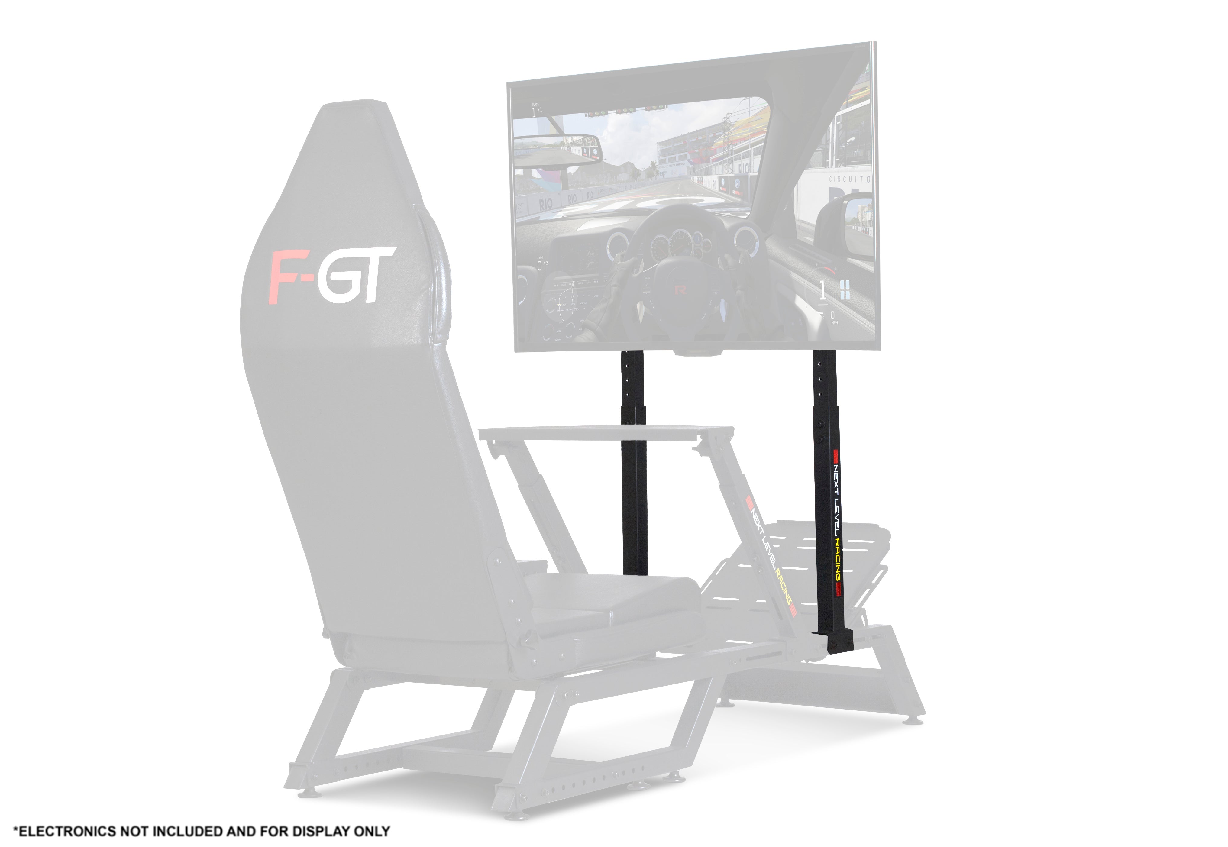 Next Level Racing F-GT monitor stand in matte black for sim racing cockpit