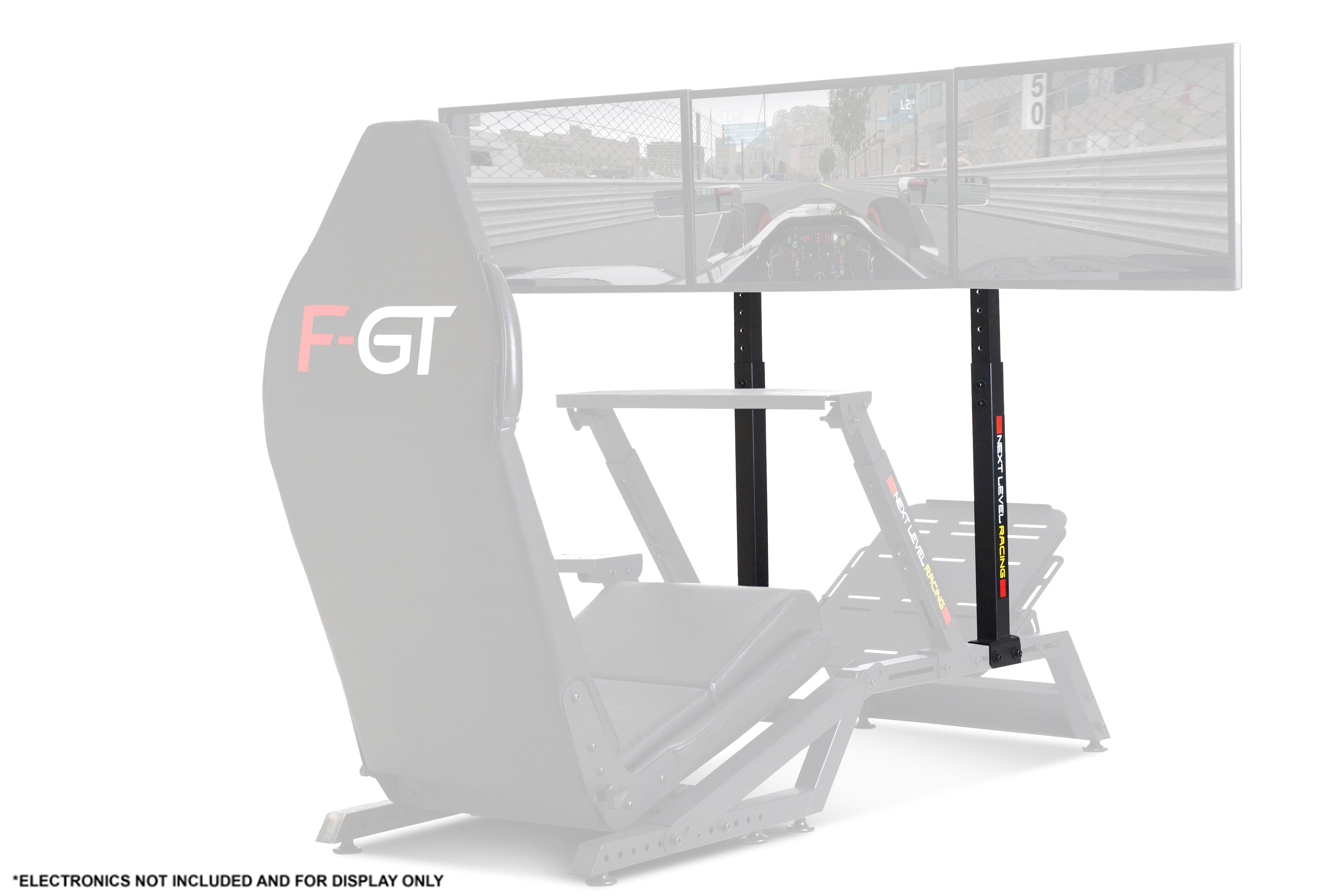Next Level Racing F-GT monitor stand in matte black for sim racing cockpit