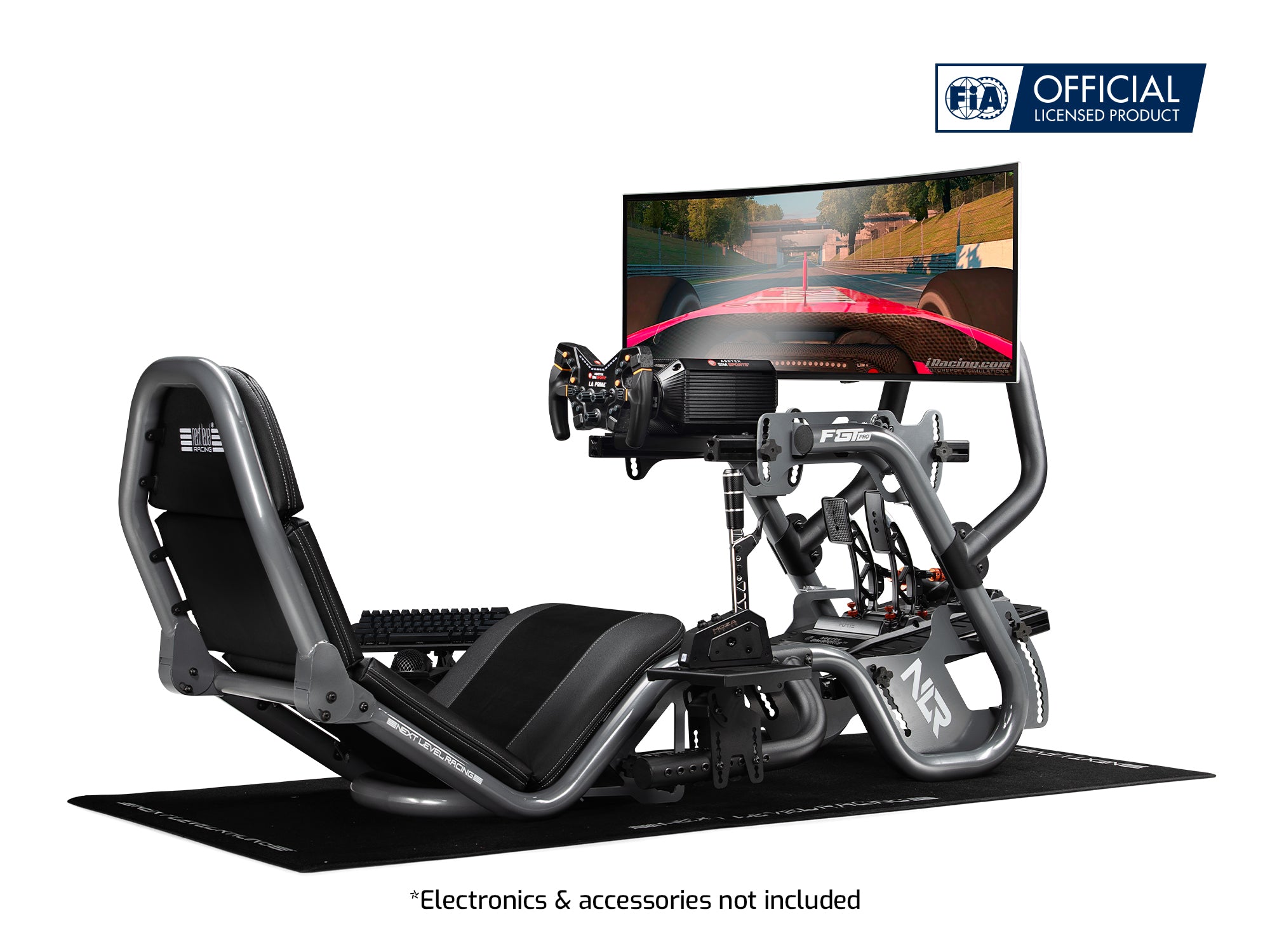 Next Level Racing F-GT Pro formula and GT sim racing cockpit — grey edition