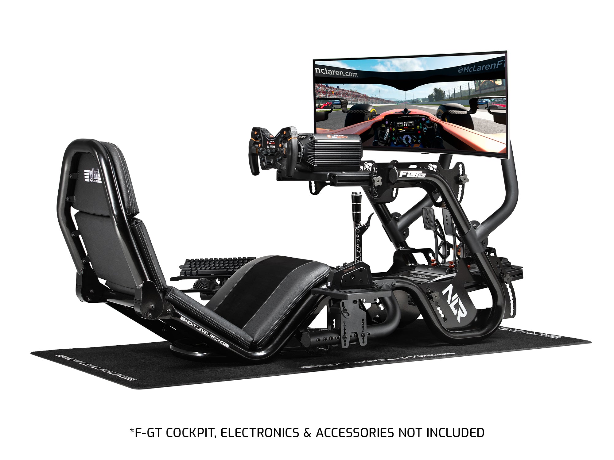 Next Level Racing F-GT Pro shifter and handbrake arm add-on for sim racing cockpit