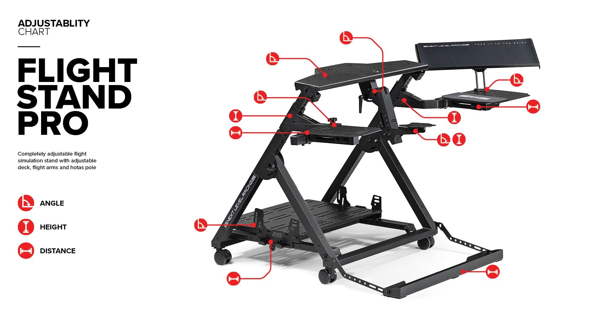 Next Level Racing Flight Stand Pro — adjustable flight simulator stand