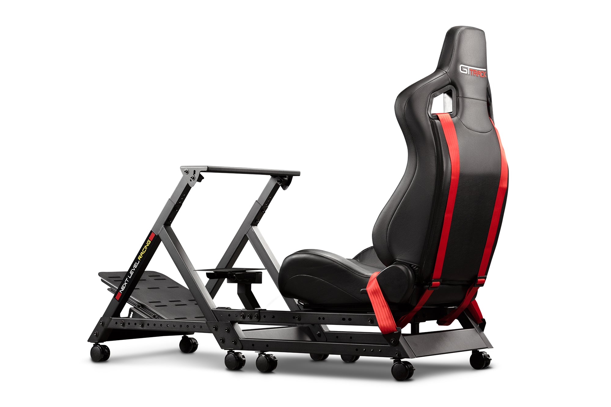 Next Level Racing GTtrack sim racing simulator cockpit — full-size aluminium profile rig
