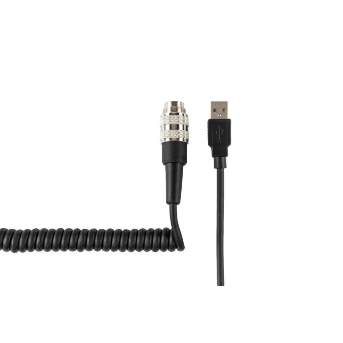 Ascher Racing coiled USB cable for sim racing steering wheels — tangle-free routing