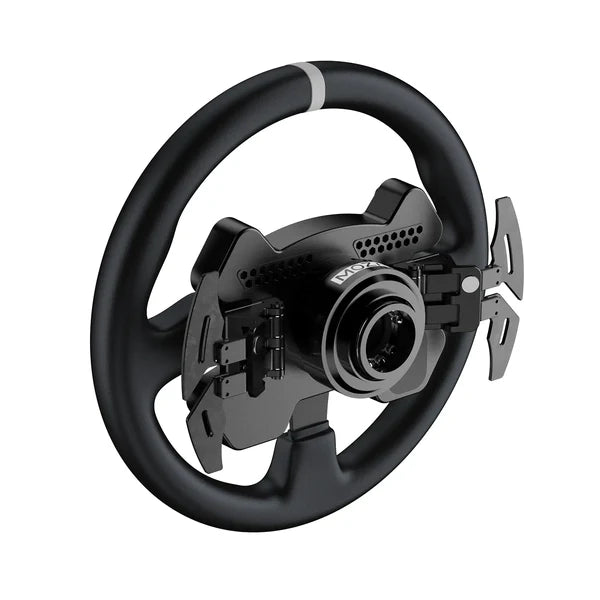 MOZA CS VP2 sim racing steering wheel — premium suede and aluminum wheel