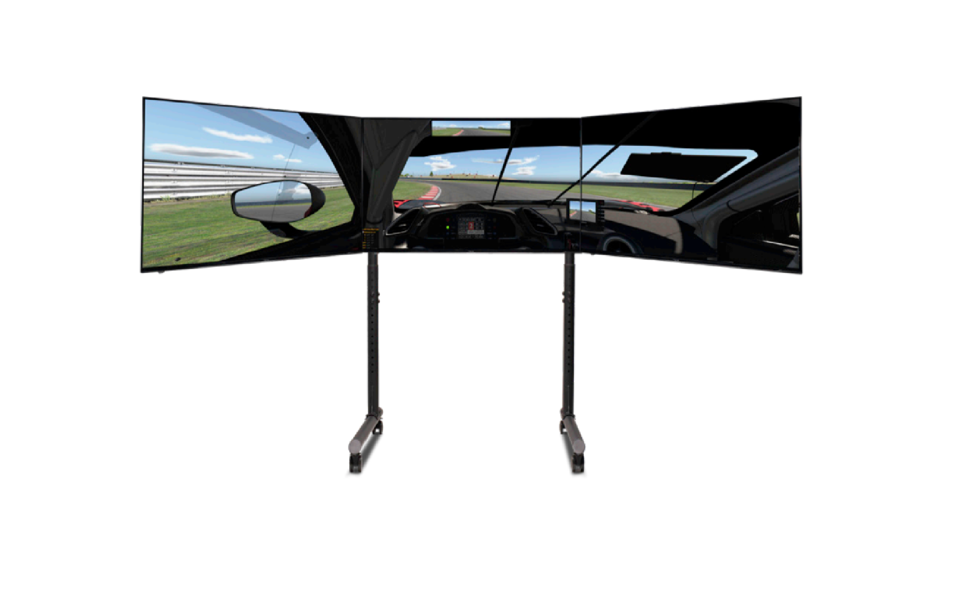 Next Level Racing round tube triple monitor stand for sim racing cockpit