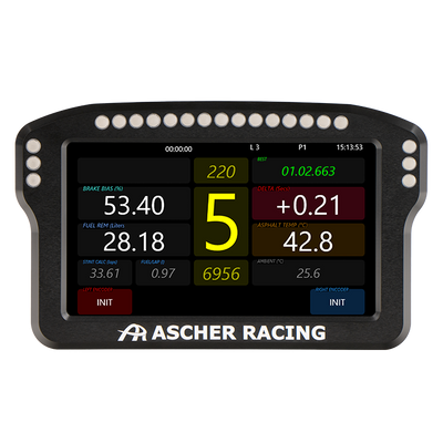 Ascher Racing 4 and 5 inch sim racing dashboards — compact telemetry display