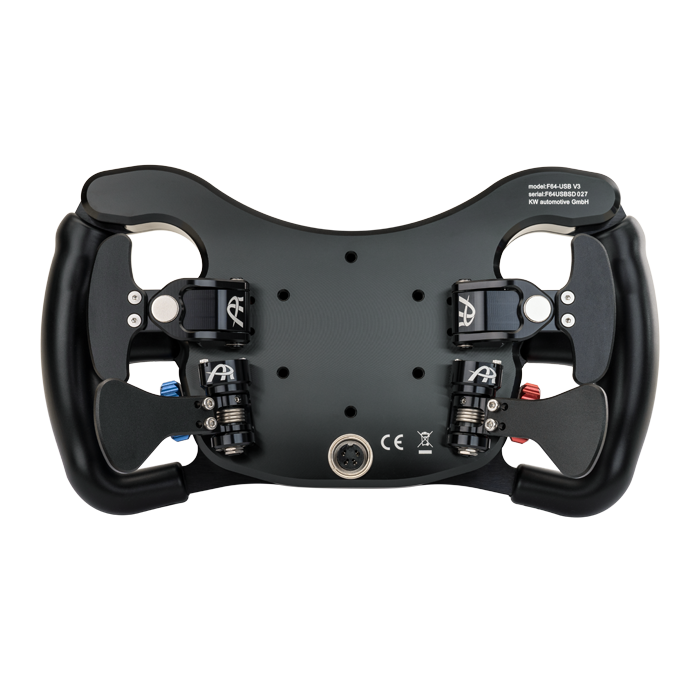 Ascher Racing F64-USB V3 sim racing steering wheel — USB-native 64-input formula wheel