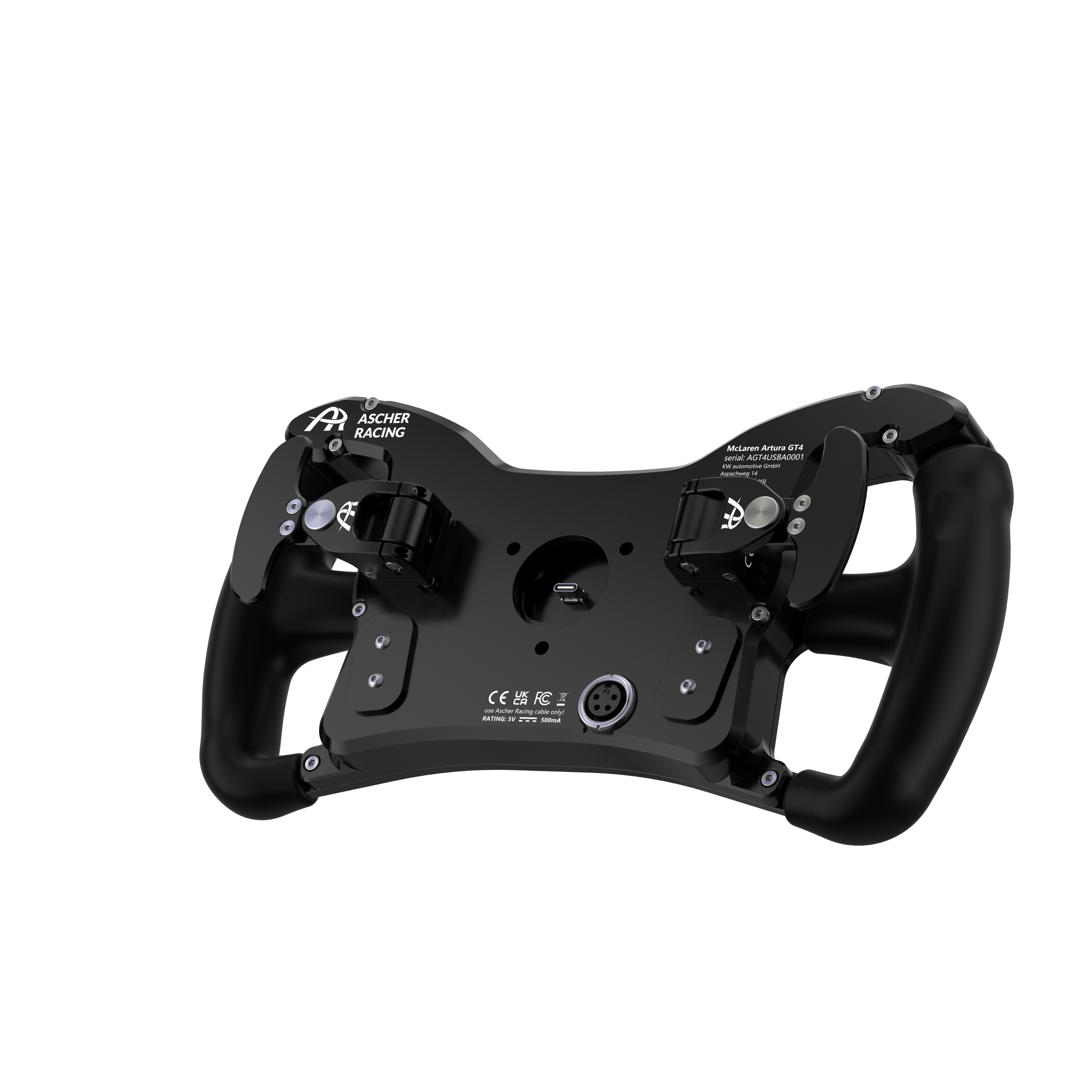 Ascher Racing McLaren Artura GT4 USB sim racing steering wheel — licensed GT4 replica