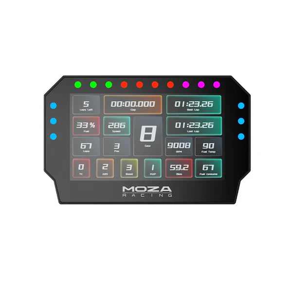 MOZA CM2 HD racing dashboard display for sim racing — high-resolution telemetry screen