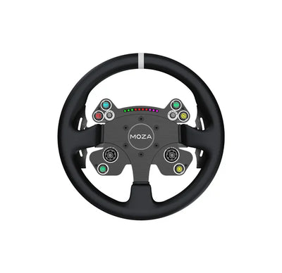 MOZA CS VP2 sim racing steering wheel — premium suede and aluminum wheel