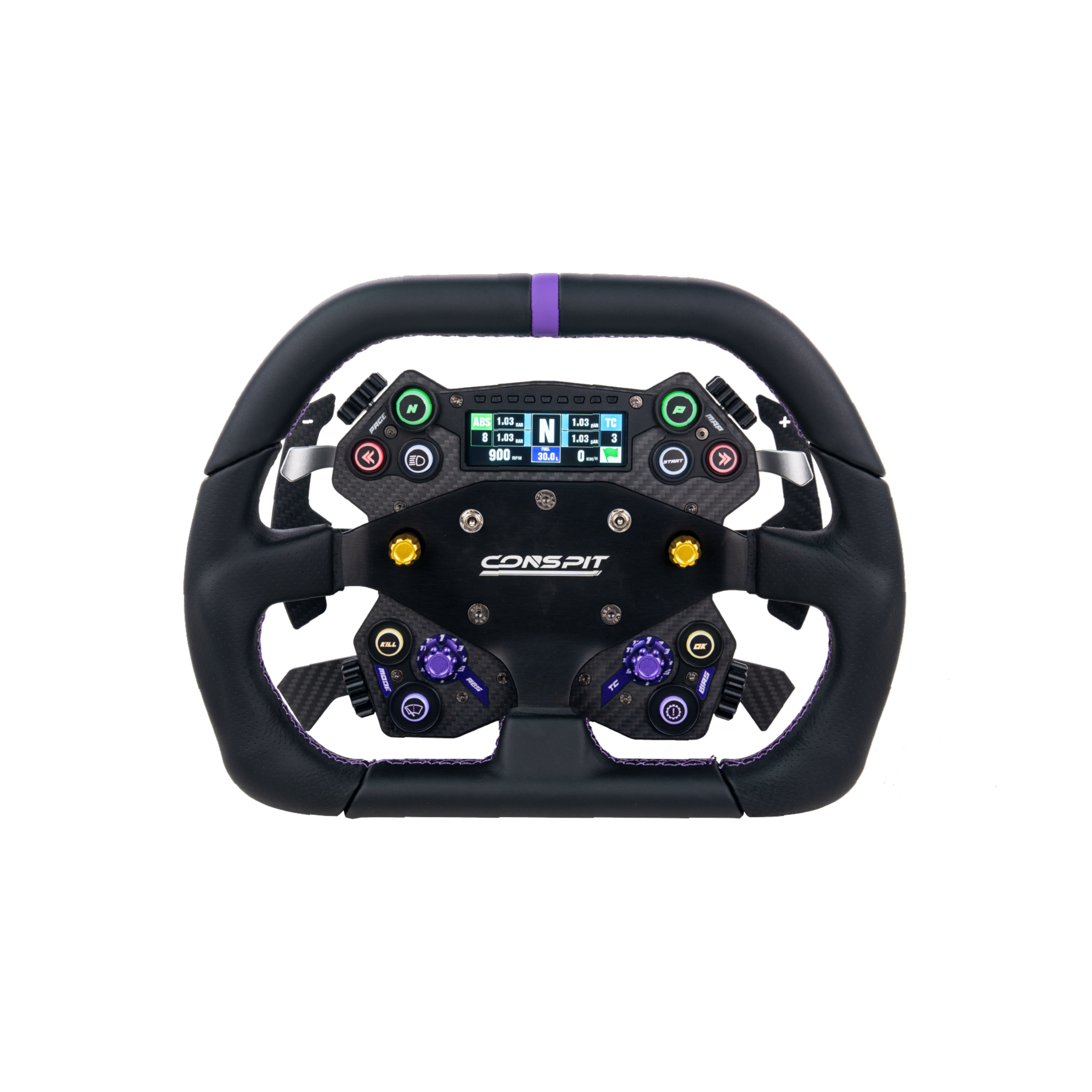 Conspit DX320 D-shape sim racing wheel rim — flat-bottom motorsport design
