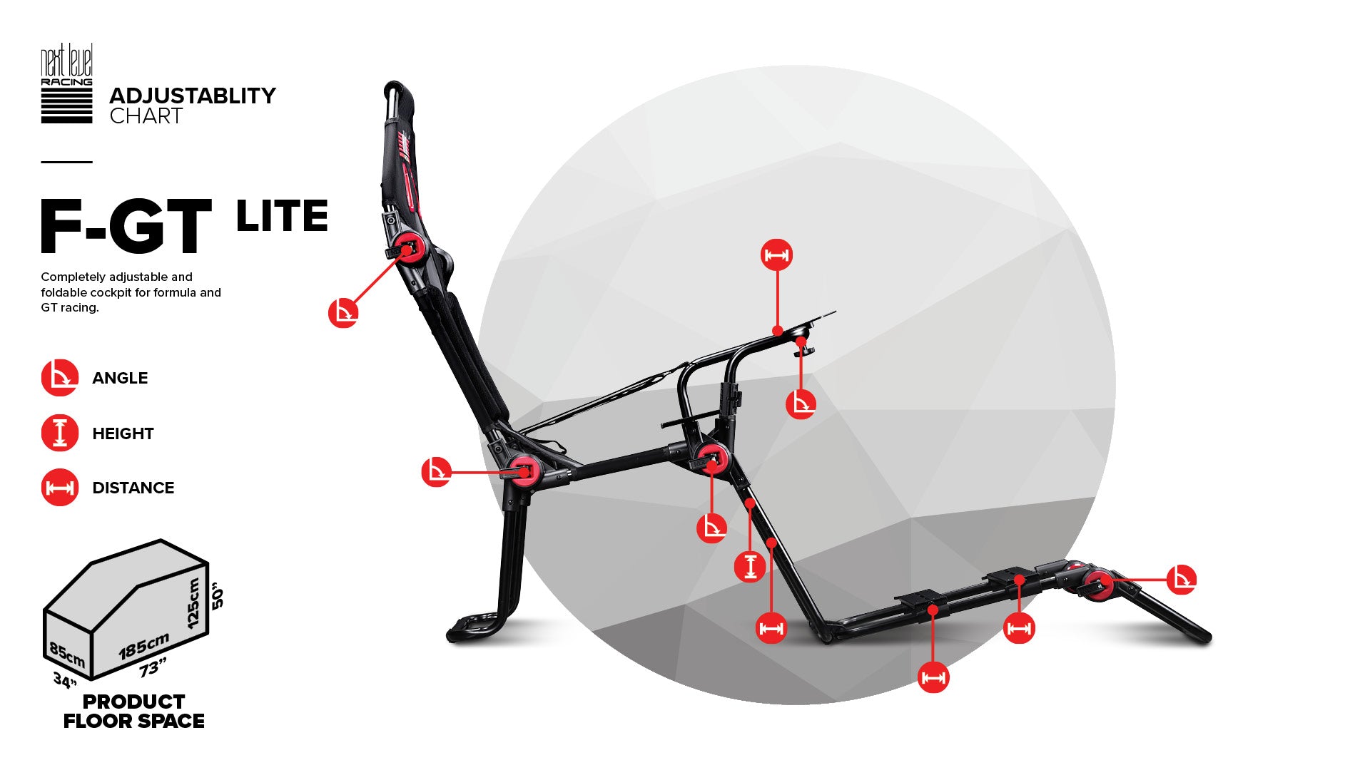 Next Level Racing F-GT Lite formula and GT foldable simulator cockpit