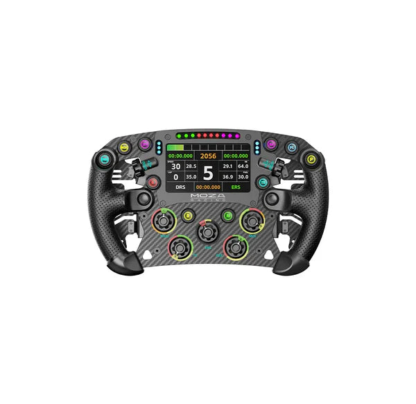 MOZA FSR2 formula sim racing steering wheel — open-face F1 style with OLED display