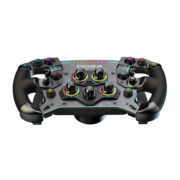MOZA GS V2P sim racing steering wheel — suede grip with RGB button controls
