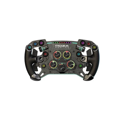 MOZA GS V2P sim racing steering wheel — suede grip with RGB button controls