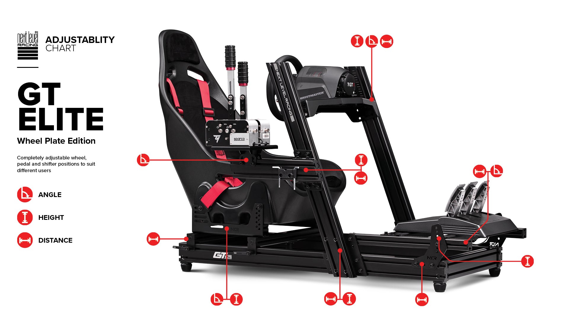 Next Level Racing GT Elite sim racing cockpit — wheel plate edition