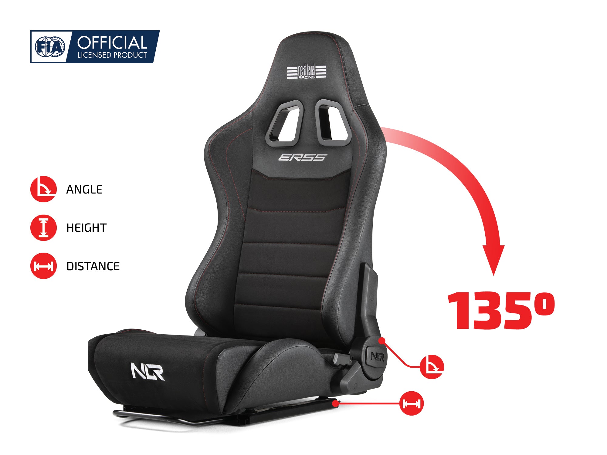 Next Level Racing ERS5 Elite reclining sim racing seat — PU leather and suede edition