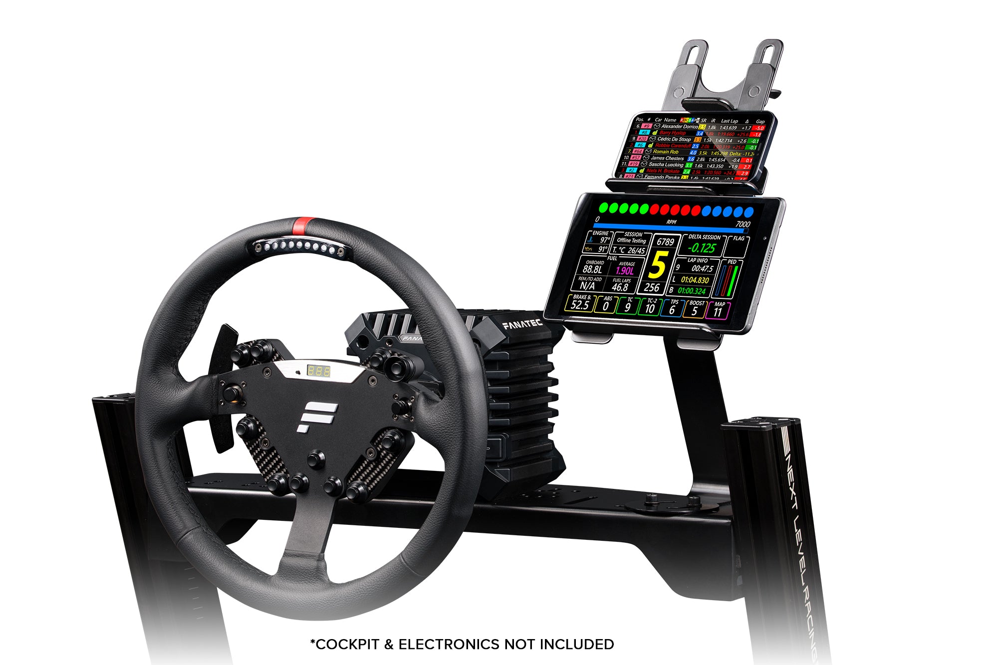 Next Level Racing Elite tablet and button box mount add-on for sim racing cockpit