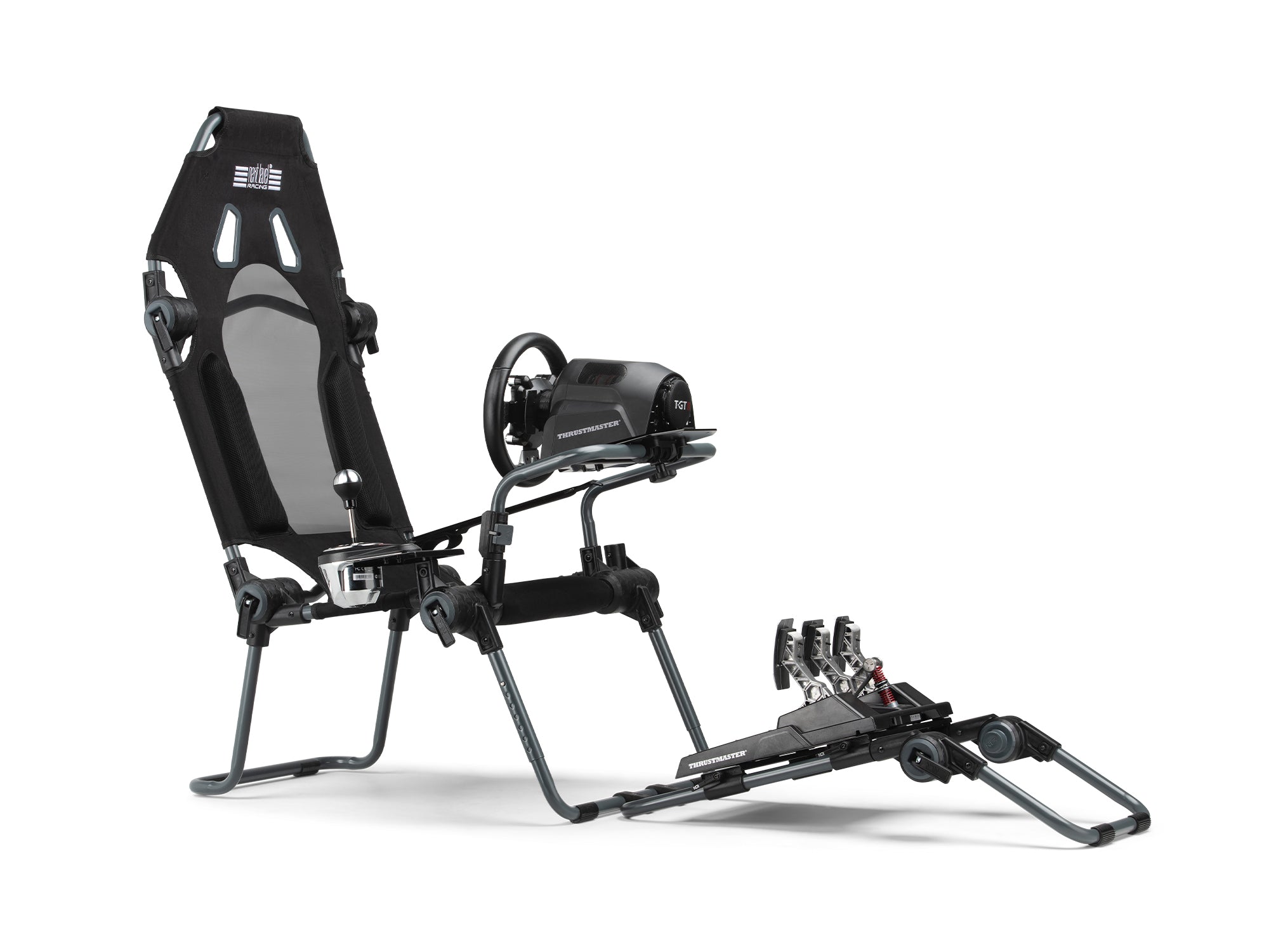 Next Level Racing F-GT Lite formula and GT foldable sim racing cockpit — carbon grey