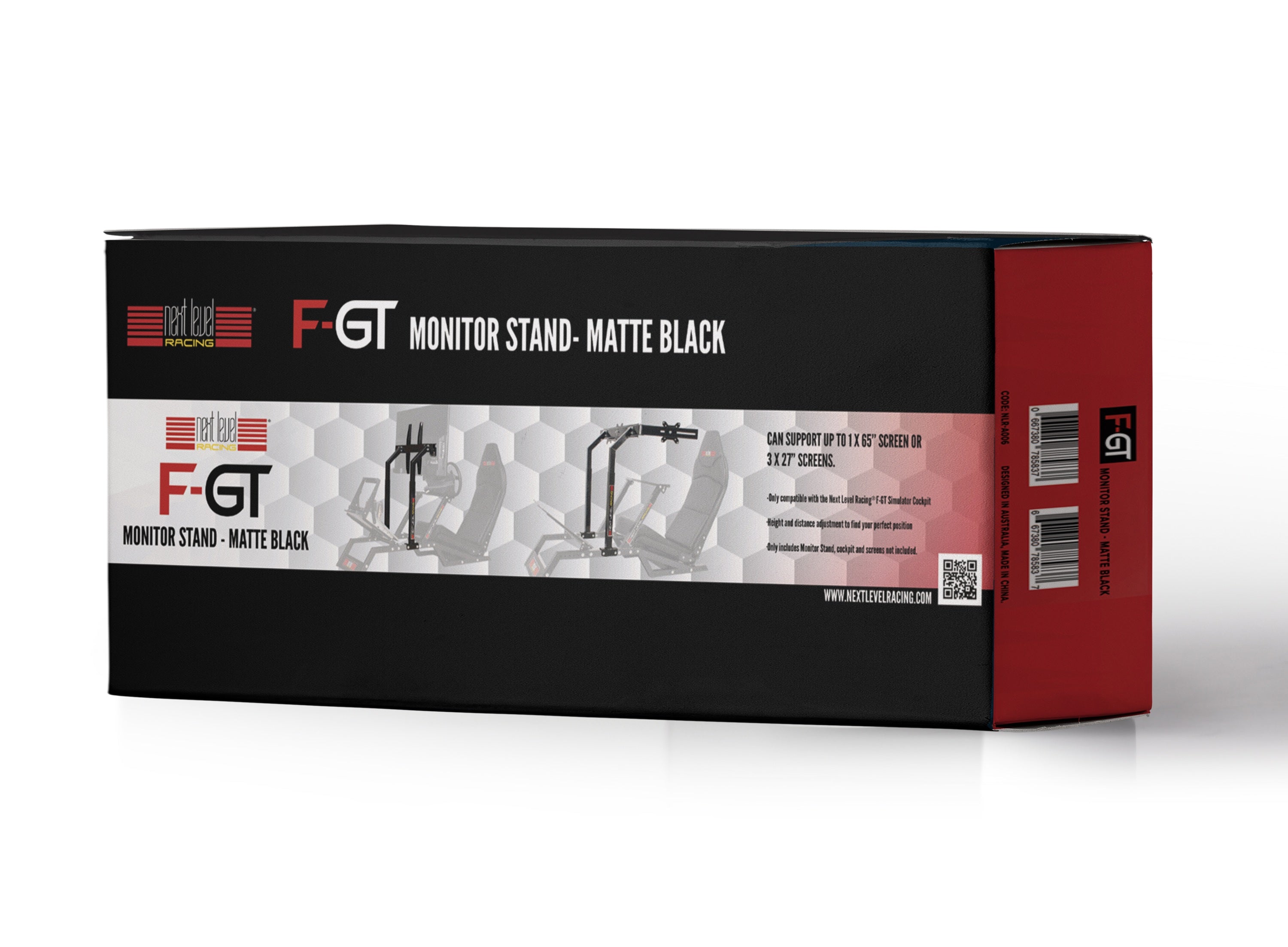 Next Level Racing F-GT monitor stand in matte black for sim racing cockpit
