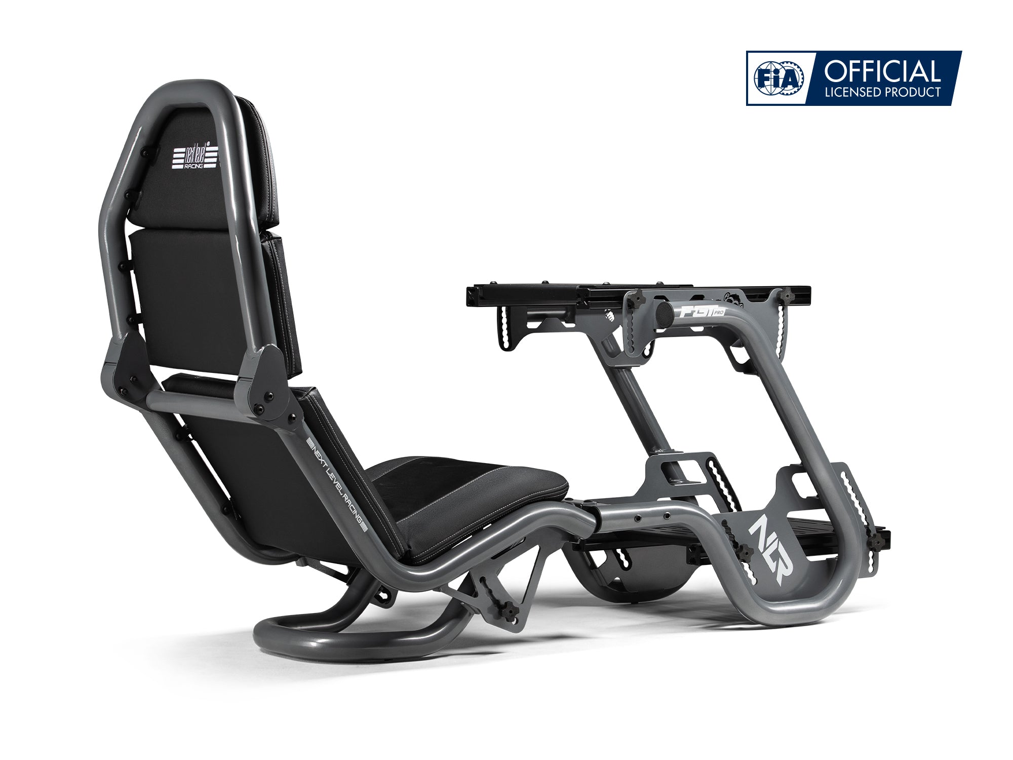 Next Level Racing F-GT Pro formula and GT sim racing cockpit — grey edition