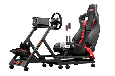 Next Level Racing GTtrack sim racing simulator cockpit — full-size aluminium profile rig