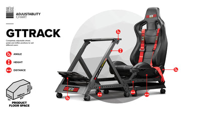 Next Level Racing GTtrack sim racing simulator cockpit — full-size aluminium profile rig