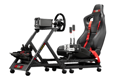 Next Level Racing GTtrack sim racing simulator cockpit — full-size aluminium profile rig