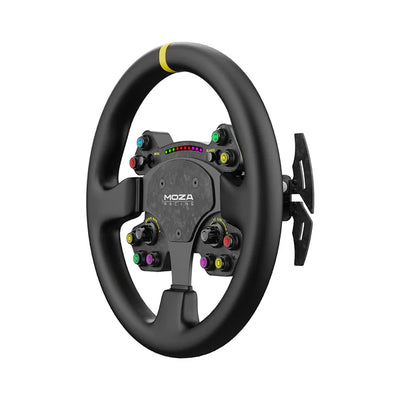 MOZA RS V2 sim racing steering wheel — suede grip with carbon spoke design