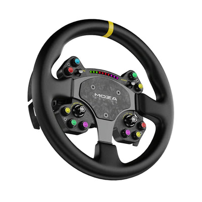 MOZA RS V2 sim racing steering wheel — suede grip with carbon spoke design