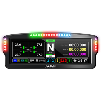 Ascher Racing 8 inch sim racing dashboard — large telemetry display for sim wheels