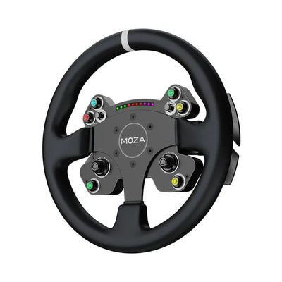 MOZA CS VP2 sim racing steering wheel — premium suede and aluminum wheel