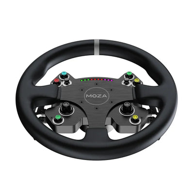 MOZA CS VP2 sim racing steering wheel — premium suede and aluminum wheel