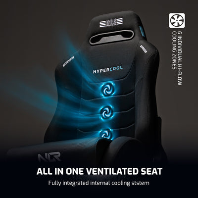 Next Level Racing ERS3 HyperCool ventilated sim racing seat — active cooling mesh design
