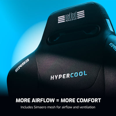 Next Level Racing ERS3 HyperCool ventilated sim racing seat — active cooling mesh design