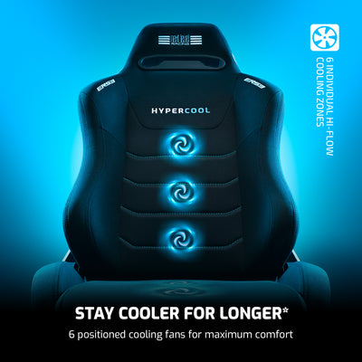 Next Level Racing ERS3 HyperCool ventilated sim racing seat — active cooling mesh design