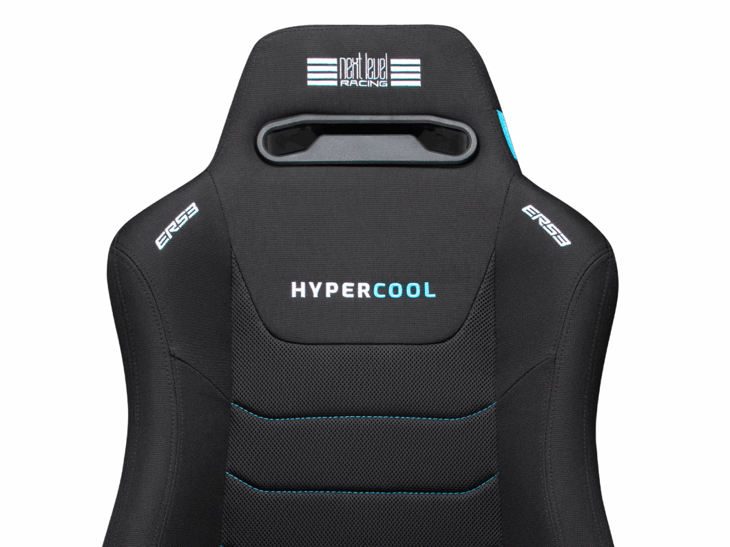 Next Level Racing ERS3 HyperCool ventilated sim racing seat — active cooling mesh design