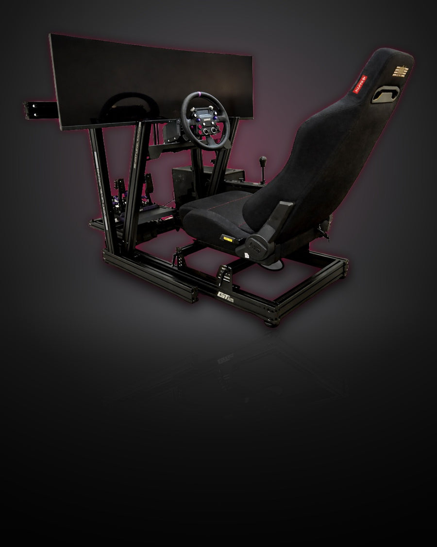 Full Push Apex turnkey sim racing rig with cockpit, seat, wheel, pedals, shifter and ultrawide monitor