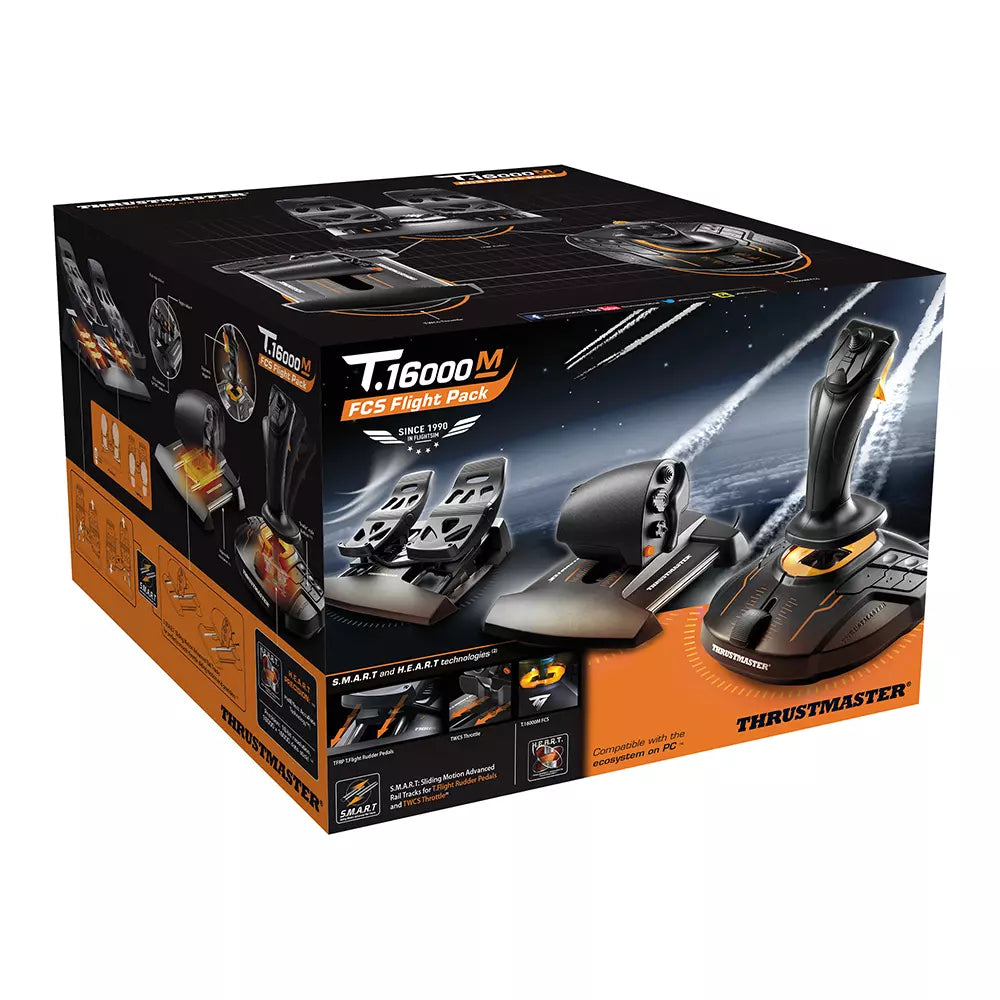 Thrustmaster T.16000M FCS Flight Pack — joystick throttle and rudder pedals for PC